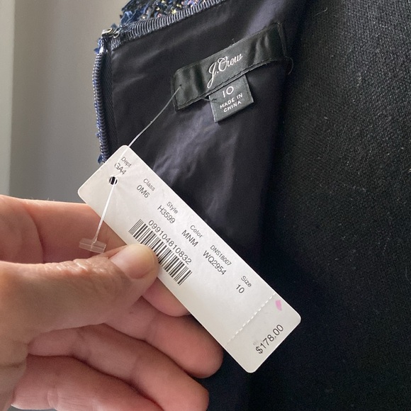 NWT J. Crew Sparkly Navy Tweed Shift Dress 10 - Picture 9 of 13